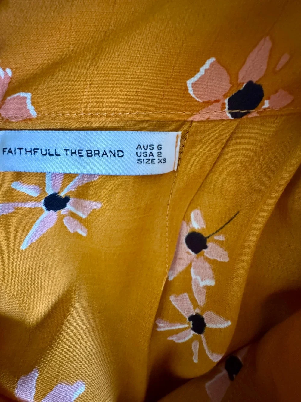Faithfull the Brand Gold Floral High-Low Tie-Waist Skirt.